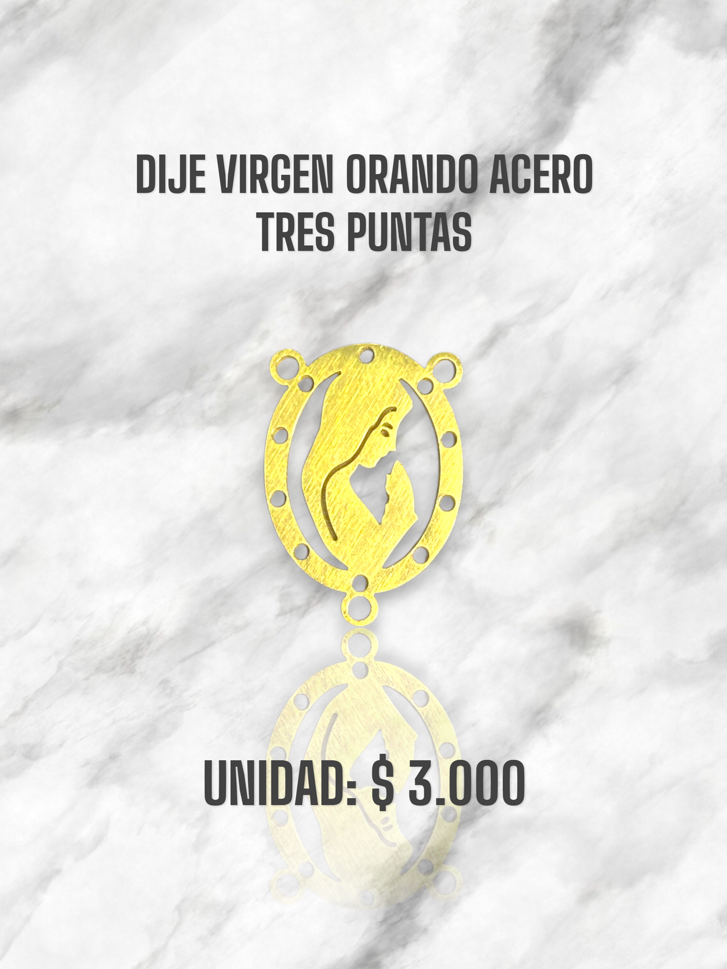 DIJE VIRGEN ORANDO TRES PUNTAS ACERO