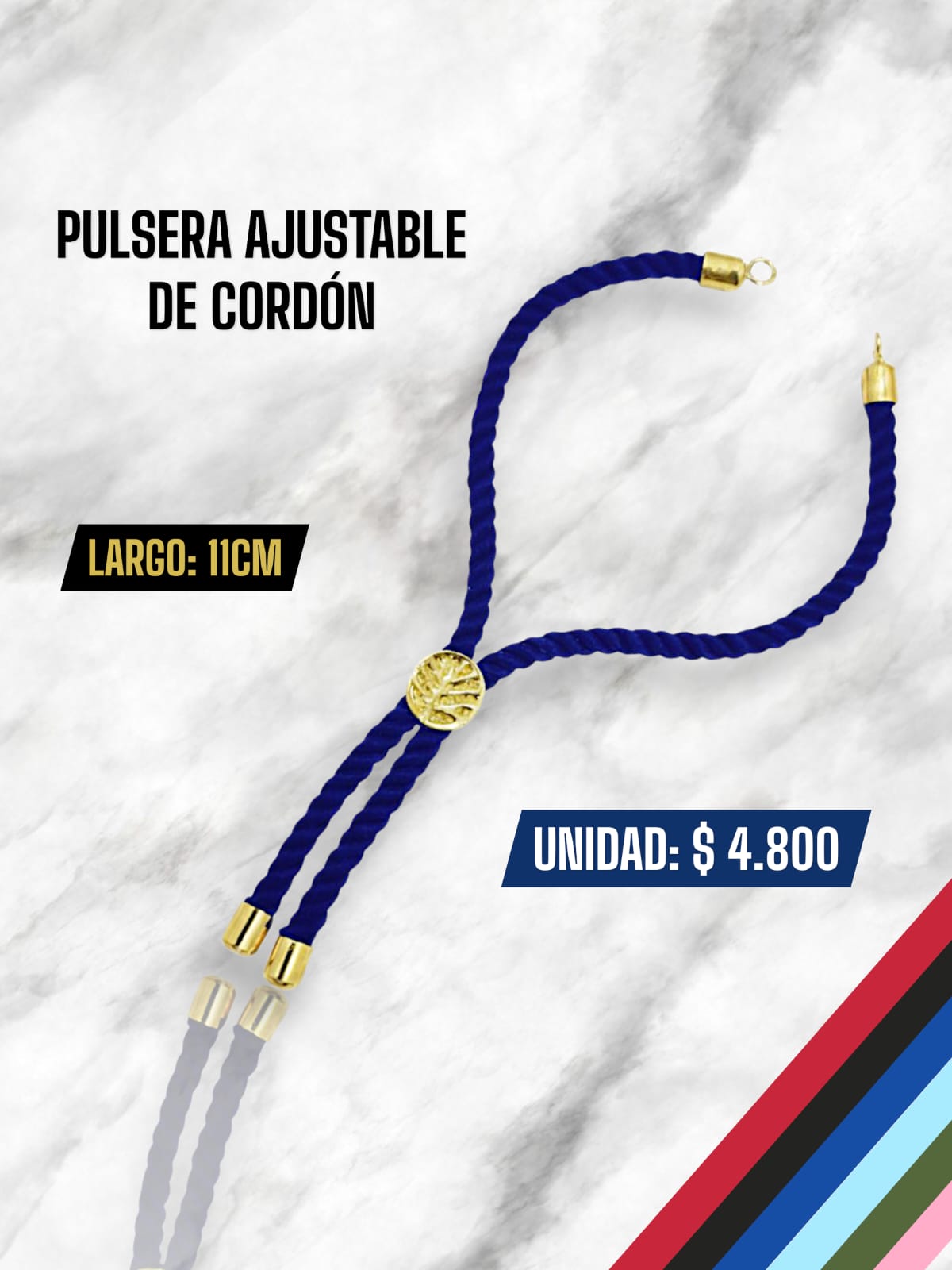 PULSERA AJUSTABLE DE CORDÓN AZUL OSCURO