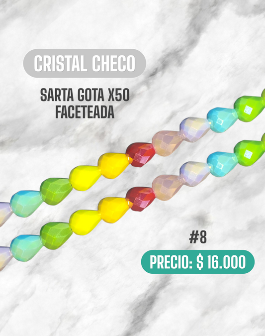 CRISTAL CHECO SARTA GOTA X50 FACETEADA