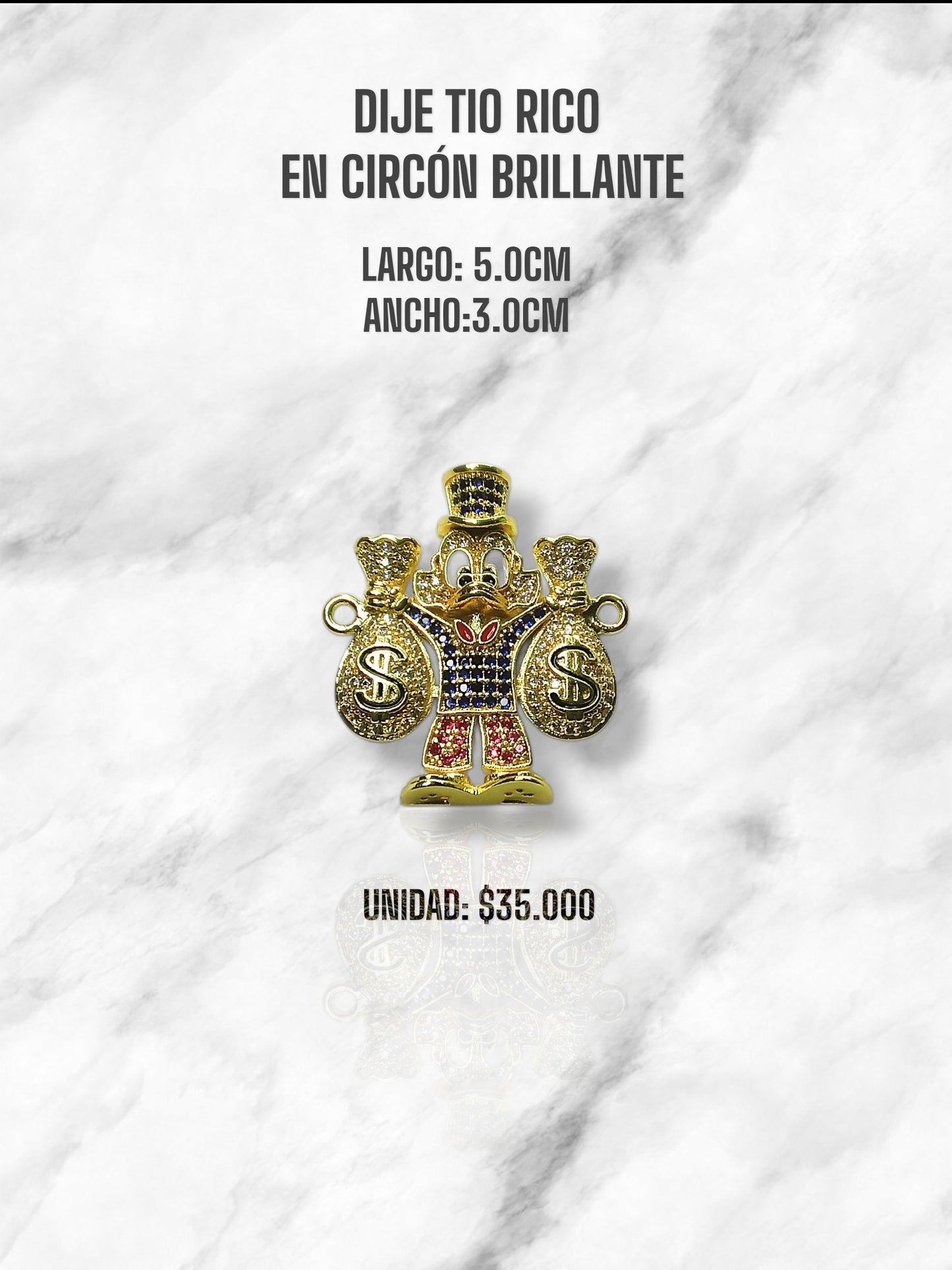 DIJE TIO RICO EN CIRCON BRILLANTE