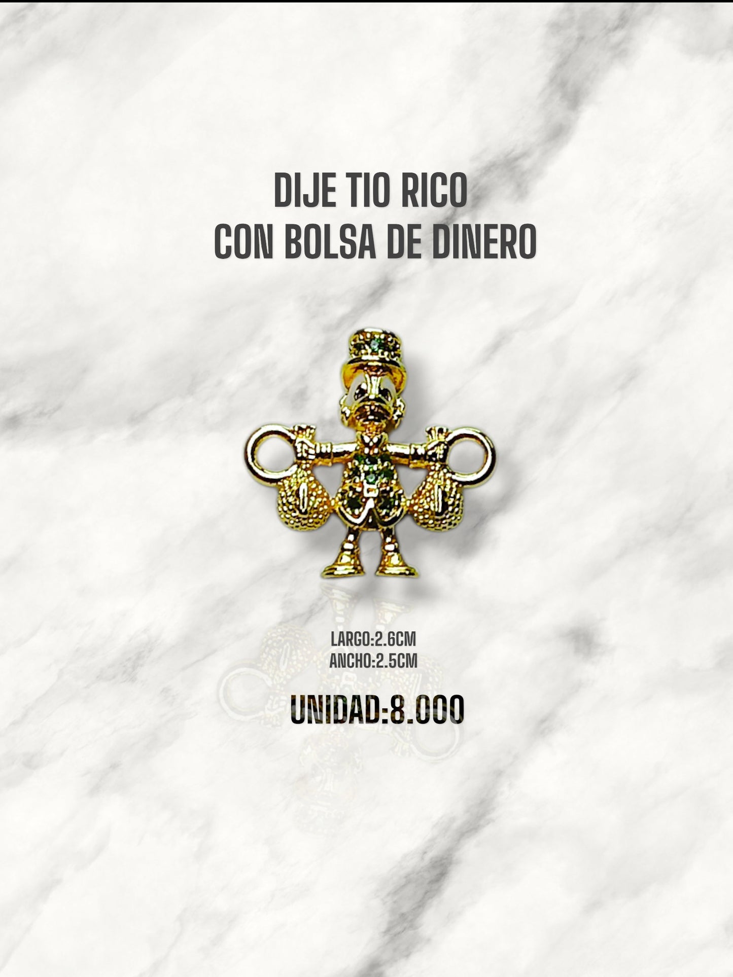 DIJE TIO RICO CON BOLSA DE DINERO