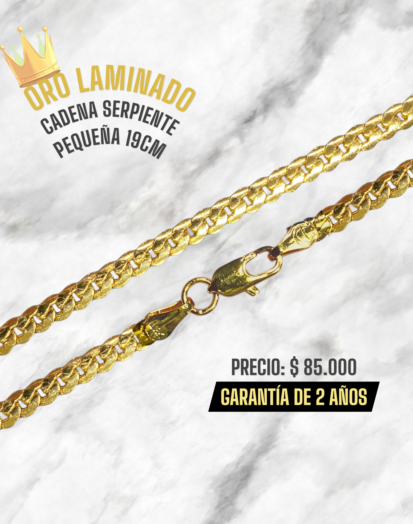PULSERA SERPIENTE PEQUEÑA 19CM ORO LAMINADO