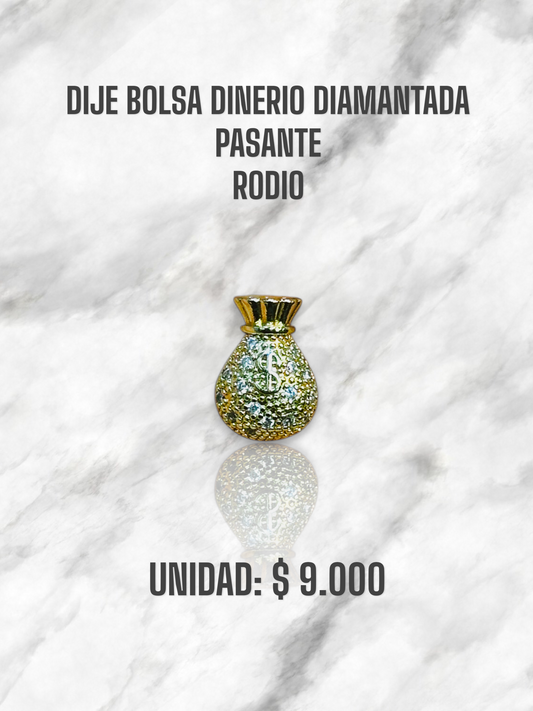 DIJE BOLSA DINERO DIAMANTADA PASANTE RODIO