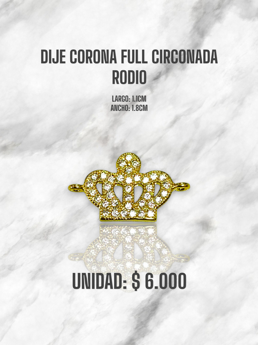 DIJE CORONA FULL CIRCONADA RODIO
