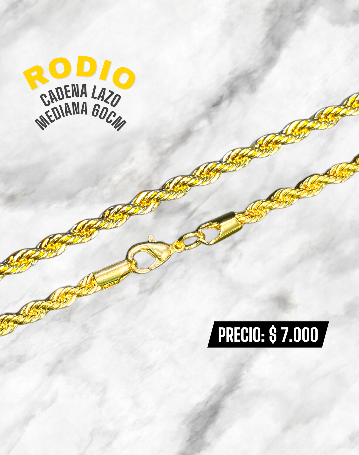 CADENA LAZO MEDIANA 60CM RODIO