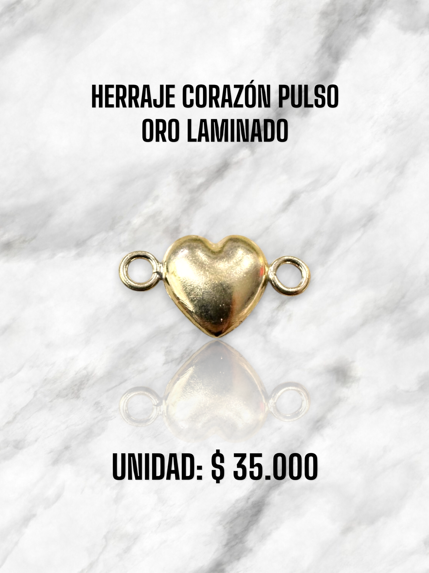 HERRAJE CORAZON PULSO ORO LAMINADO
