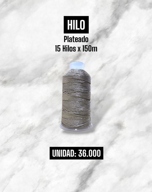 HILO POLIESTER METALIZADO PLATEADO 15 HILOS X 150M