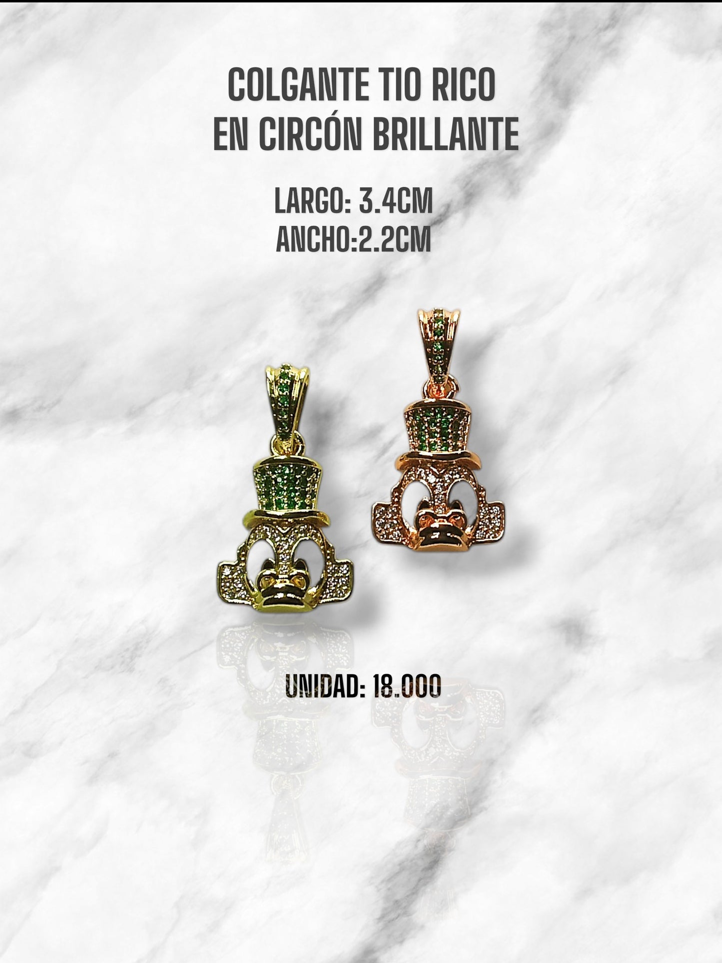 COLGANTE TIO RICO EN CIRCON BRILLANTE