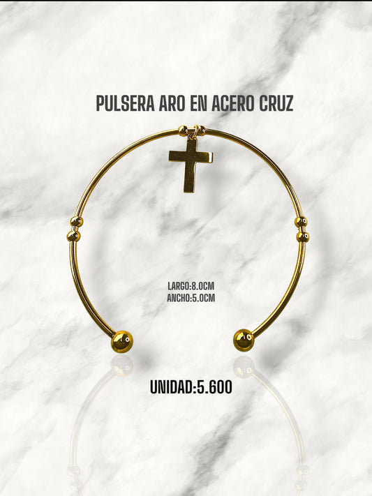 PULSERA ARO EN ACERO CRUZ