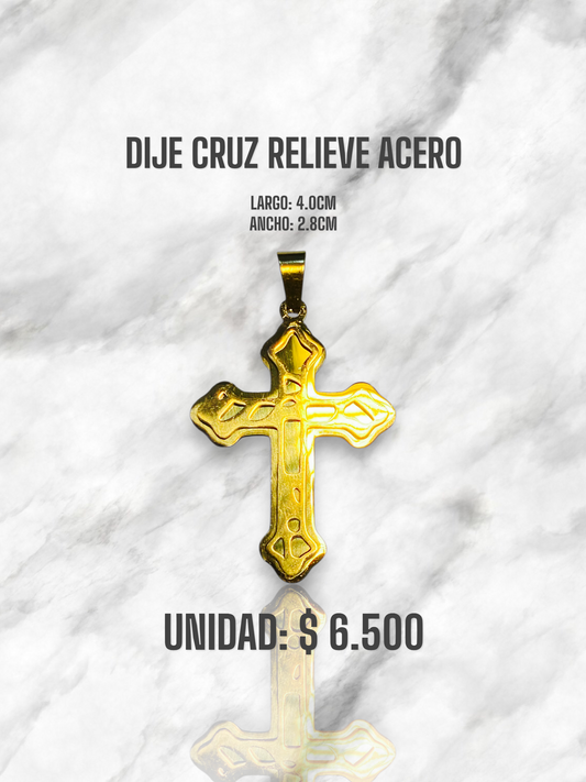DIJE CRUZ RELIEVE ACERO