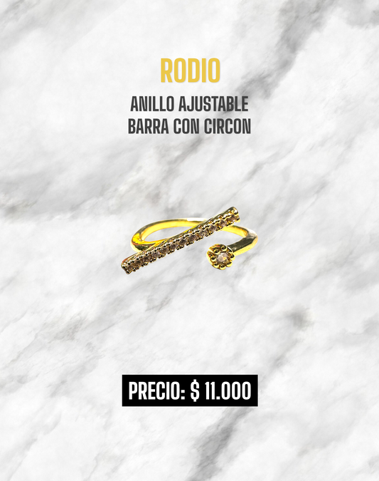 ANILLO AJUSTABLE BARRA CIRCON RODIO