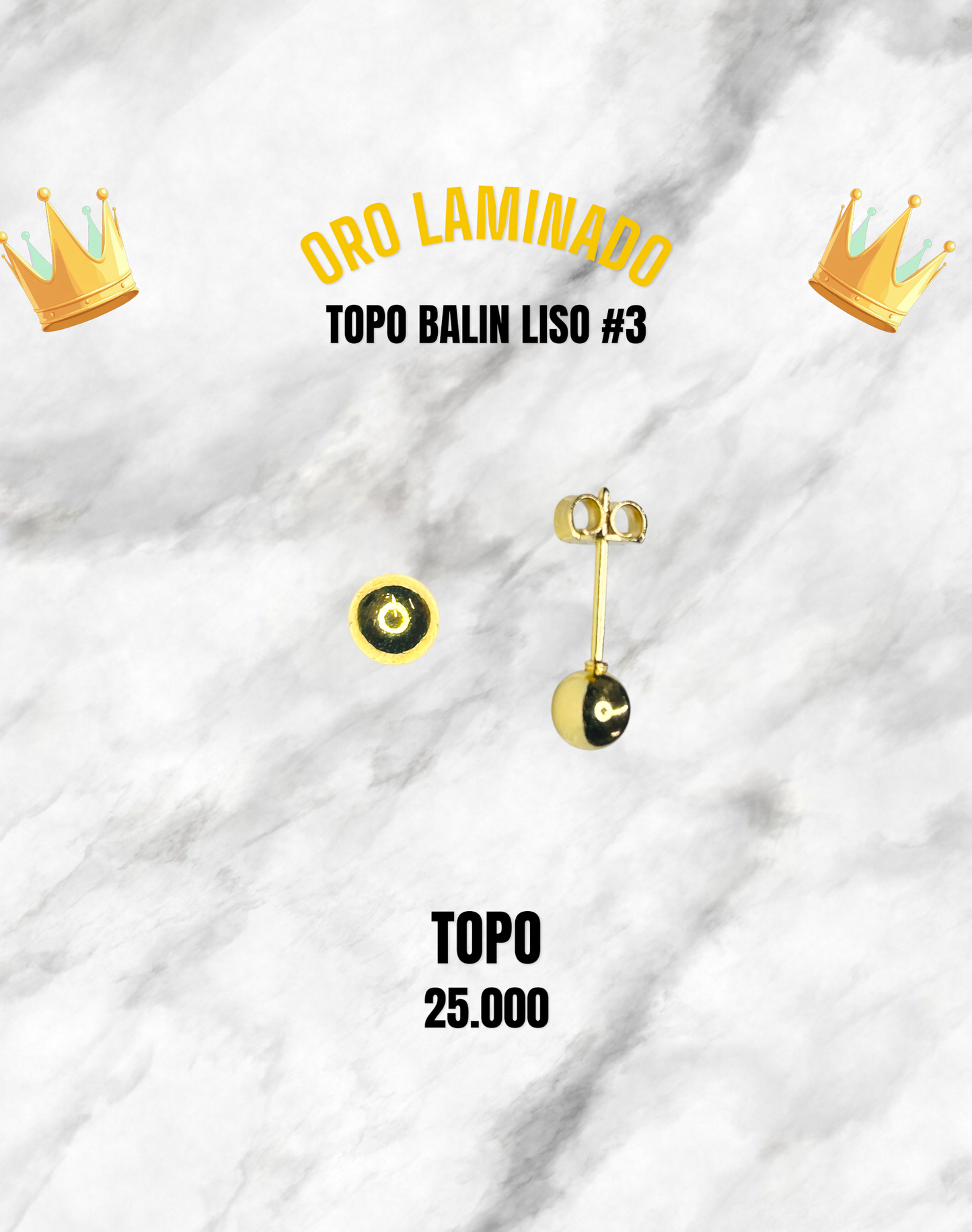 TOPO BALIN LISO ORO LAMINADO