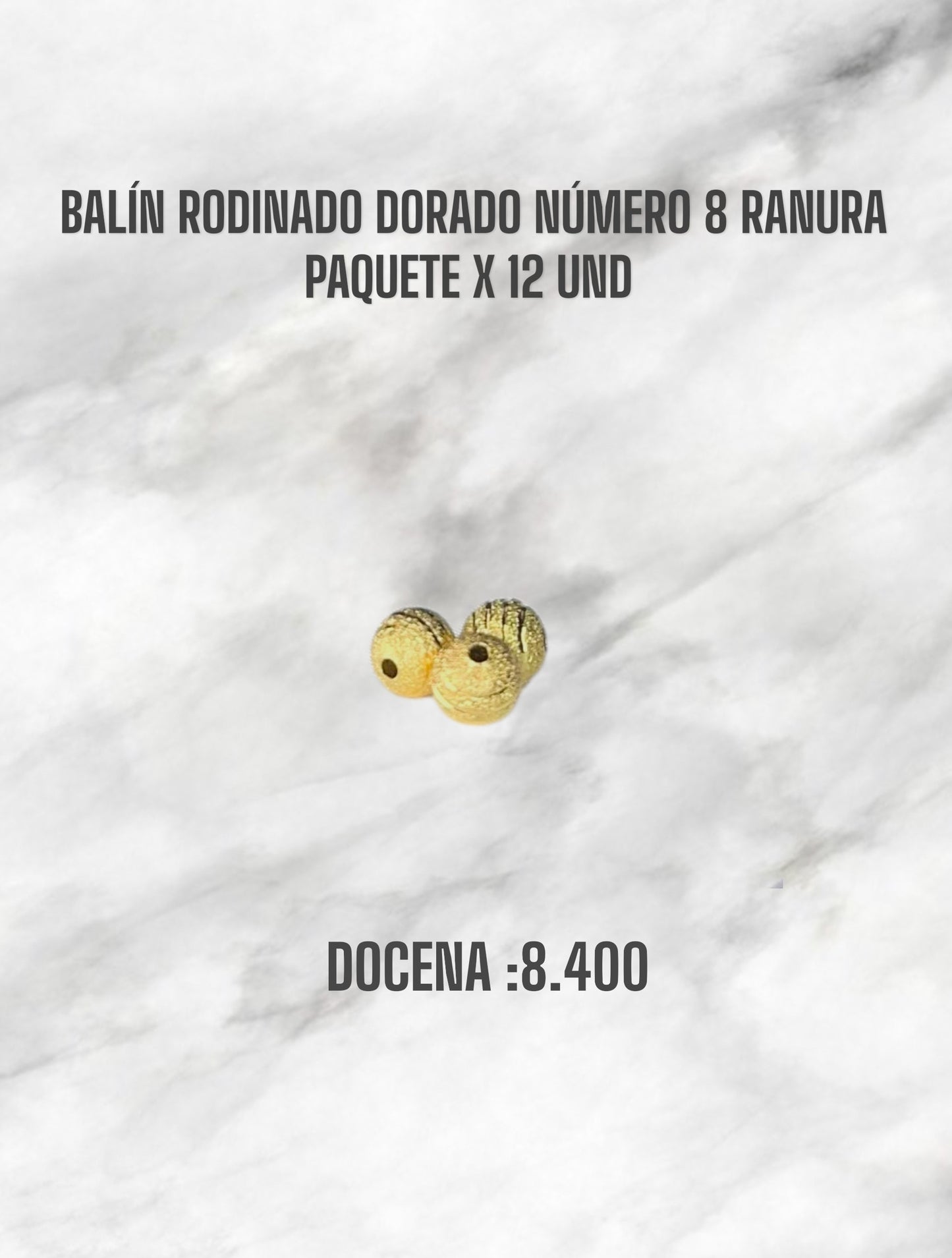 BALÍN RODINADO DORADO NÚMERO 8 RANURAS