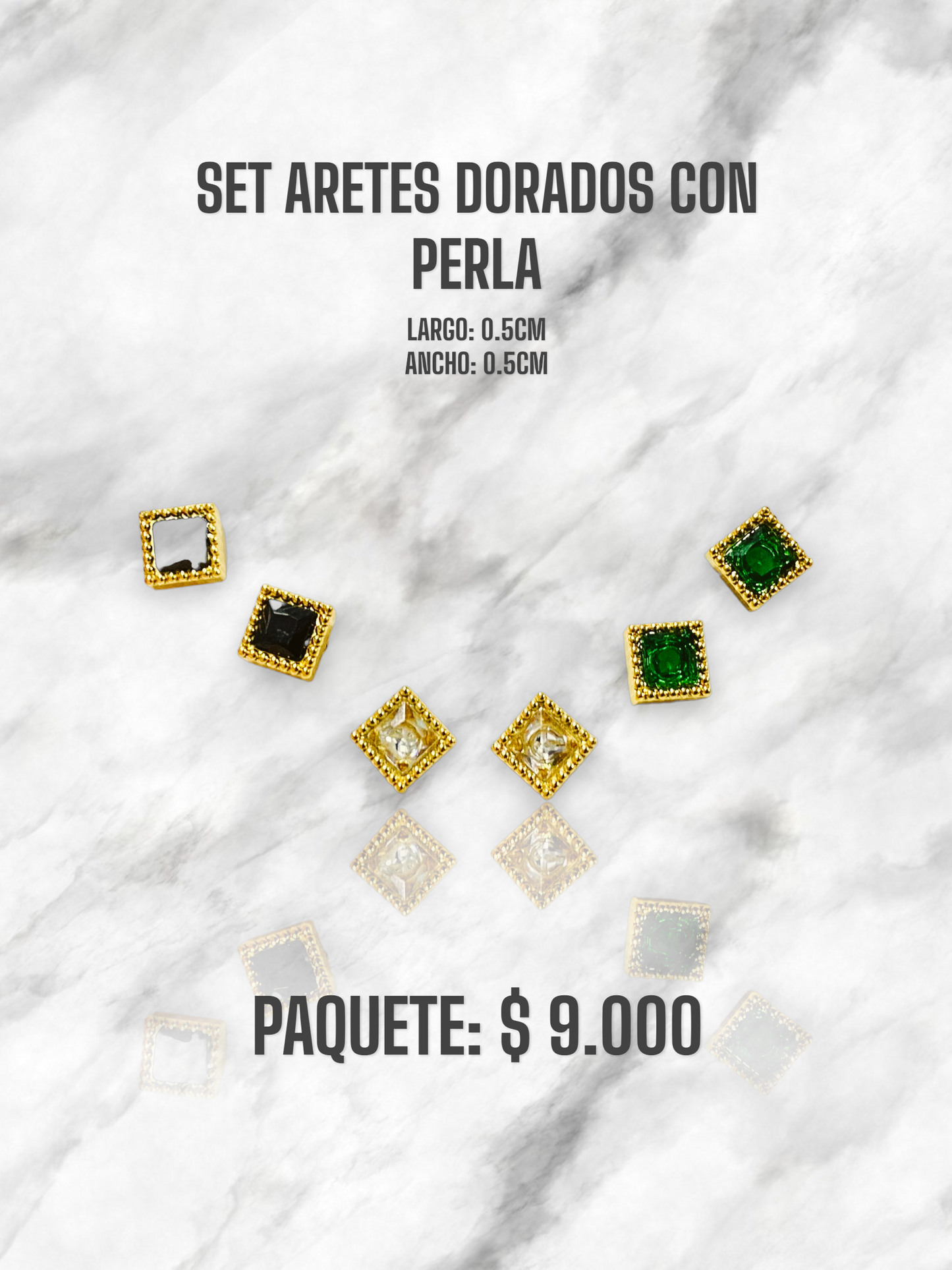 SET ARETES DORADOS CON PERLA