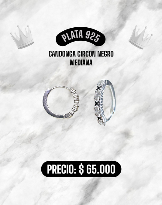 CANDONGA CIRCON NEGRO MEDIANA PLATA 925