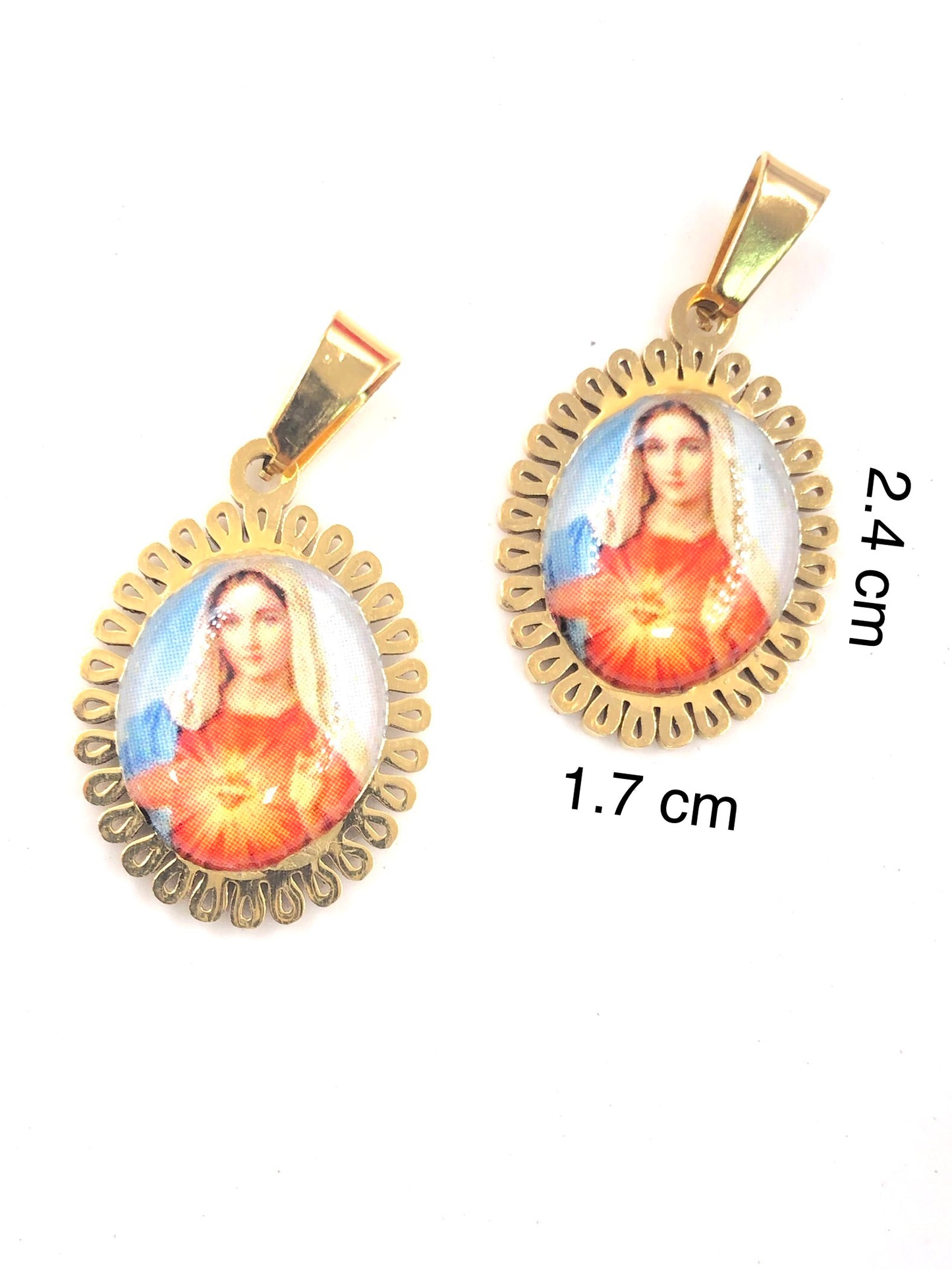 Dije Virgen Maria Acero Dorado Colgante