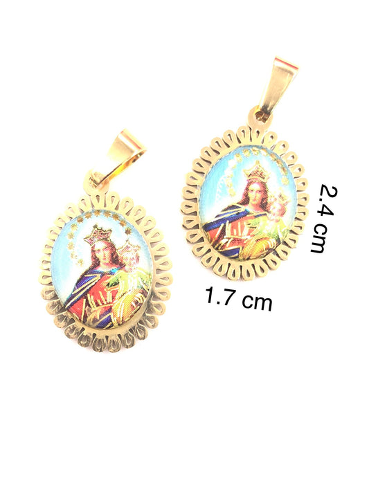 Dije Virgen Del Carmen Acero Dorado Colgante