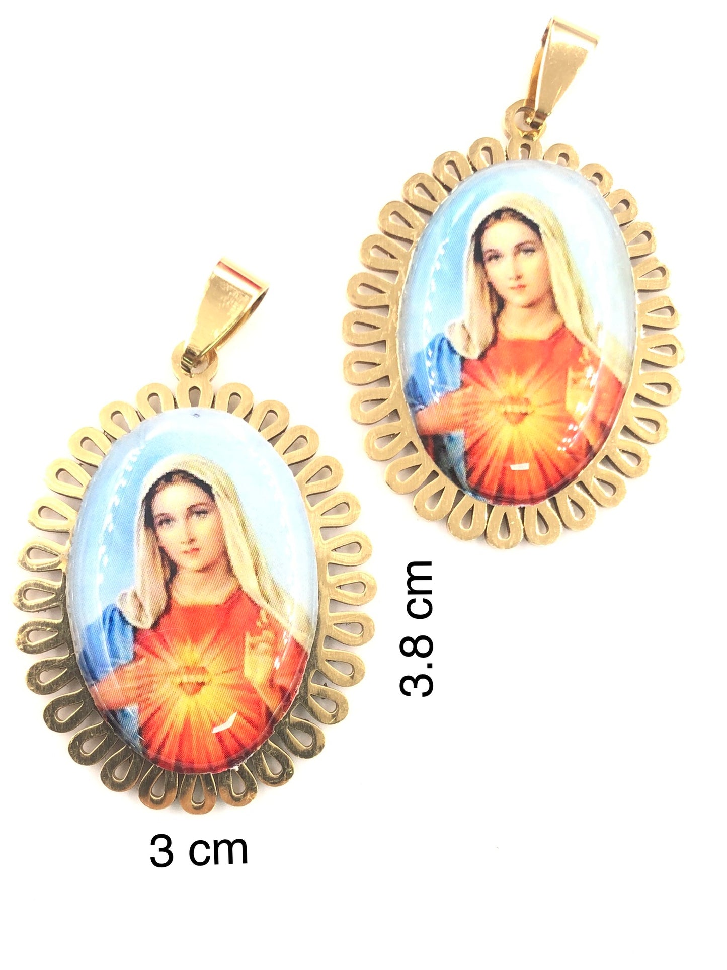 Dije Virgen Maria Acero Dorado Colgante