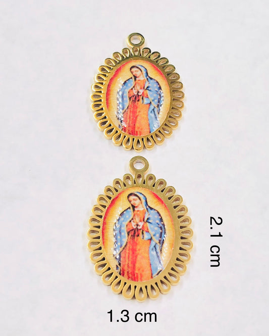 DIJE VIRGEN MARIA ACERO DORADO (colgante)