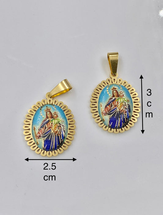 Dije Virgen Milagrosa Acero Colgante Dorado